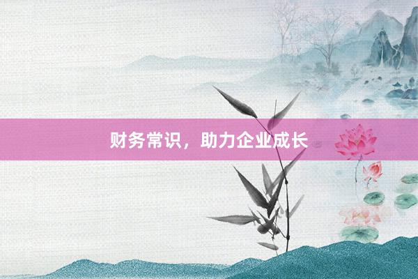财务常识，助力企业成长